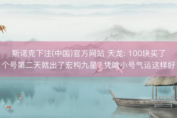 斯诺克下注(中国)官方网站 天龙: 100块买了个号第二天就出了宏构九星? 凭啥小号气运这样好