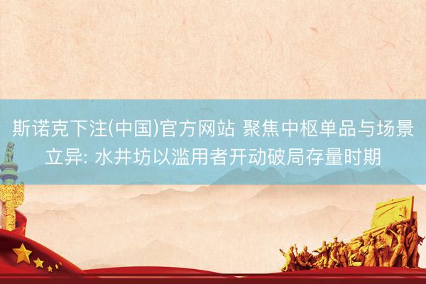 斯诺克下注(中国)官方网站 聚焦中枢单品与场景立异: 水井坊以滥用者开动破局存量时期