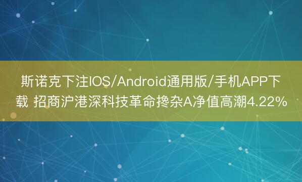 斯诺克下注IOS/Android通用版/手机APP下载 招商沪港深科技革命搀杂A净值高潮4.22%