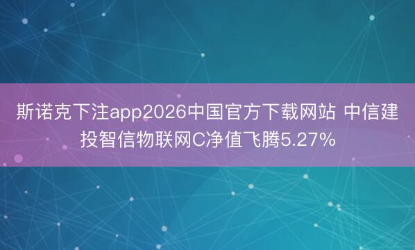 斯诺克下注app2026中国官方下载网站 中信建投智信物联网C净值飞腾5.27%