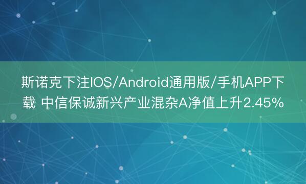 斯诺克下注IOS/Android通用版/手机APP下载 中信保诚新兴产业混杂A净值上升2.45%