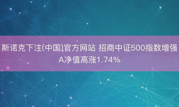 斯诺克下注(中国)官方网站 招商中证500指数增强A净值高涨1.74%