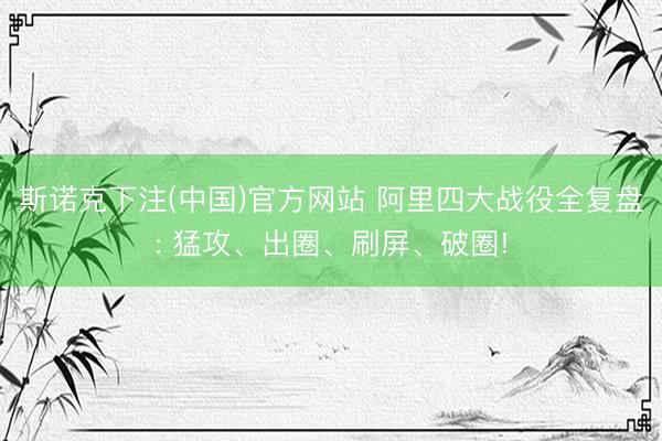 斯诺克下注(中国)官方网站 阿里四大战役全复盘: 猛攻、出圈、刷屏、破圈!