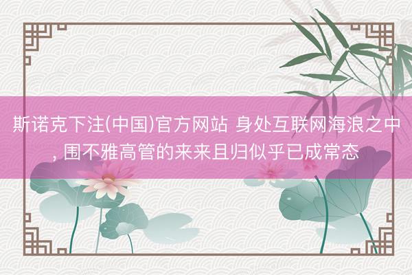 斯诺克下注(中国)官方网站 身处互联网海浪之中， 围不雅高管的来来且归似乎已成常态