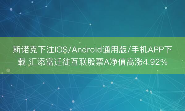 斯诺克下注IOS/Android通用版/手机APP下载 汇添富迁徙互联股票A净值高涨4.92%