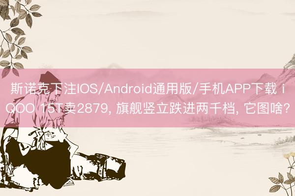 斯诺克下注IOS/Android通用版/手机APP下载 iQOO 15T卖2879， 旗舰竖立跌进两千档， 它图啥?