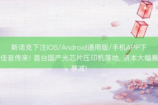 斯诺克下注IOS/Android通用版/手机APP下载 佳音传来! 首台国产光芯片压印机落地, 资本大幅暴减!