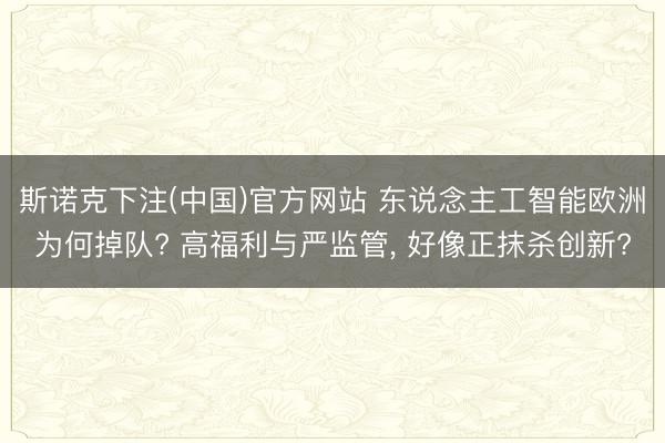 斯诺克下注(中国)官方网站 东说念主工智能欧洲为何掉队? 高福利与严监管， 好像正抹杀创新?