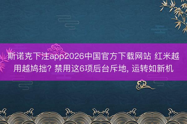 斯诺克下注app2026中国官方下载网站 红米越用越鸠拙? 禁用这6项后台斥地， 运转如新机