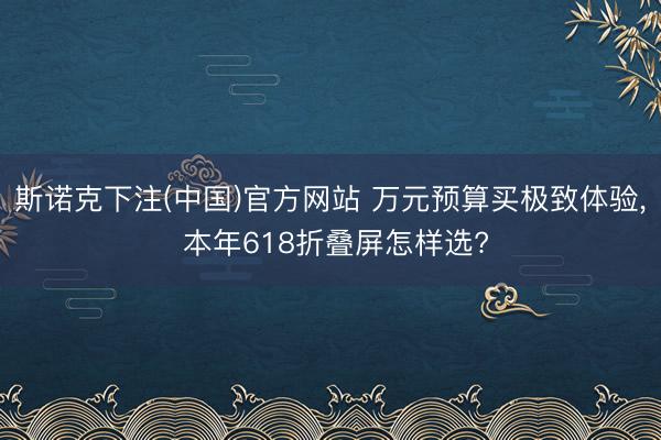 斯诺克下注(中国)官方网站 万元预算买极致体验， 本年618折叠屏怎样选?