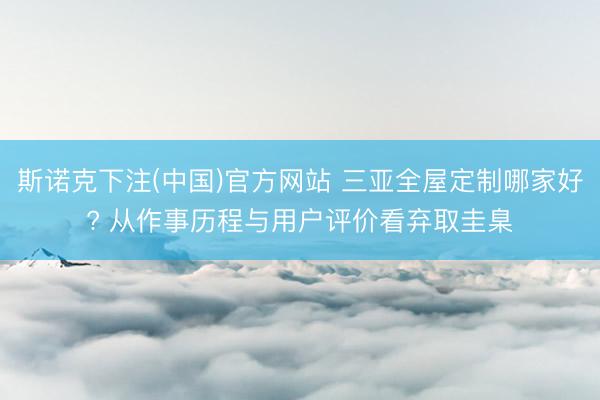 斯诺克下注(中国)官方网站 三亚全屋定制哪家好? 从作事历程与用户评价看弃取圭臬