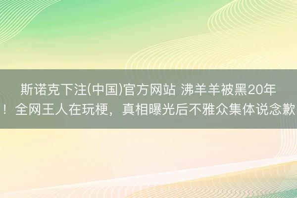 斯诺克下注(中国)官方网站 沸羊羊被黑20年！全网王人在玩梗，真相曝光后不雅众集体说念歉