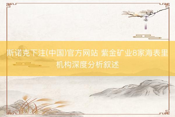 斯诺克下注(中国)官方网站 紫金矿业8家海表里机构深度分析叙述