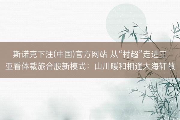 斯诺克下注(中国)官方网站 从“村超”走进三亚看体裁旅合股新模式：山川暖和相逢大海轩敞
